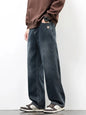 American Retro Straight Jeans Men Streetwear Loose Baggy Wide Leg Denim Pants Male Casual Trousers