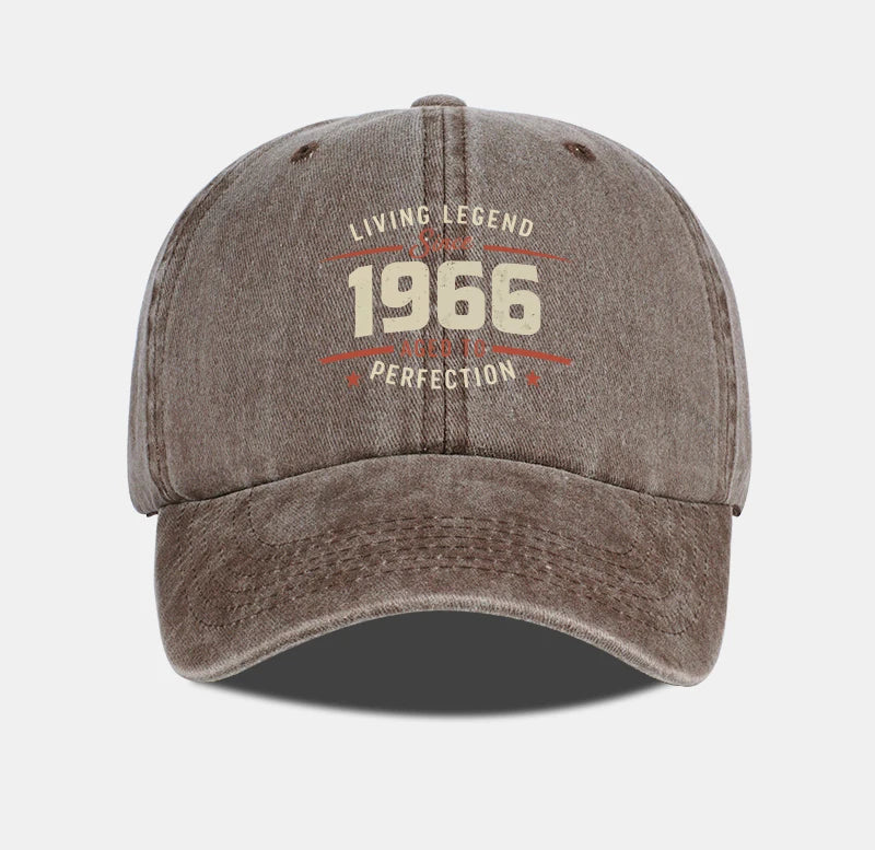 "Living Legend Since 1966" Washed Baseball Cap Adjustable Unisex Gift For Vintage Lovers