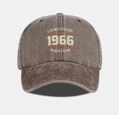 "Living Legend Since 1966" Washed Baseball Cap Adjustable Unisex Gift For Vintage Lovers