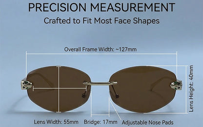 Vintage Rimless Oval Punk Sunglasses Men Luxury Designer Leopard Head Frameless Sun Glasses Hip Hop Outdoor Shades Eyewear
