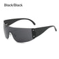 Rimless Punk Sunglasses Goggle Women Men Luxury Brand Wrap Around Sun Glasses Five Star Eyewear Sports One Piece Shades