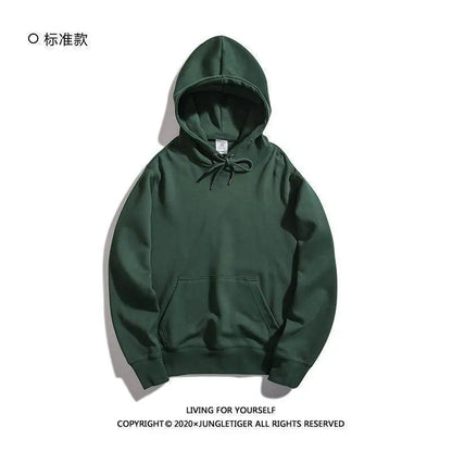 Oversize Hoodie Sweatshirt Pure Color Fleece Lined Couple Style High Quality Green Heavyweight Hooded Jacket for Men And Women