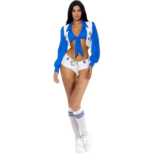 Sexy Football Babe Sports Meeting Dallas Cowboys Cheerleader Costume Fancy Dress Halloween Party Racing Cheerleader Cosplay