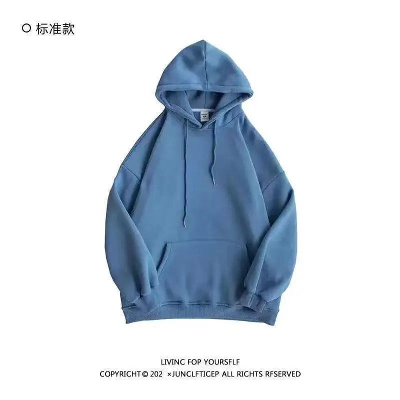 Oversize Hoodie Sweatshirt Pure Color Fleece Lined Couple Style High Quality Green Heavyweight Hooded Jacket for Men And Women
