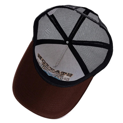 Bear Eating Fish Streetwear Hat Truck Hat Outdoor Skateboarding Hat Sunshade Baseball Hat Breathable Mesh Hat