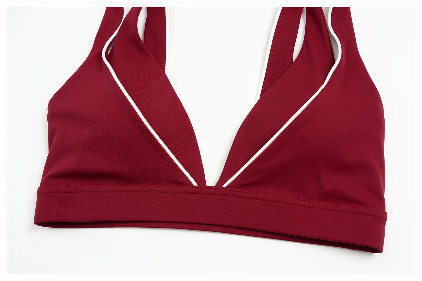 Women Deep V Neck Sports Bra Wide Strap Open V Back Contrast Piping Padded Push Up Gym Workout Top Yoga Bras Activewear Summer