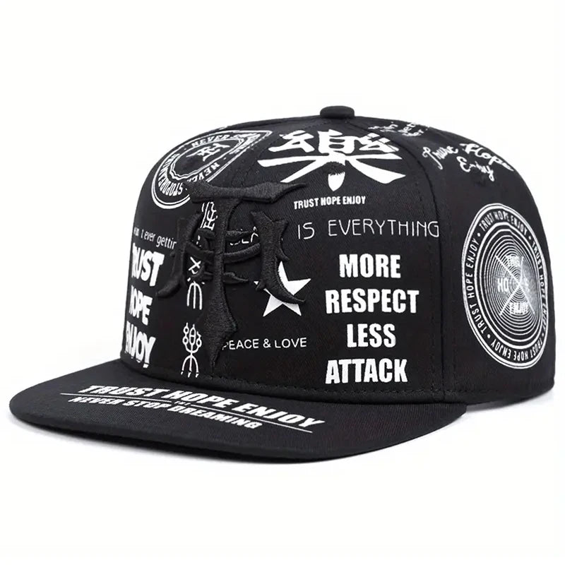 Fashionable Creative Baseball Hat T Graffiti Embroidery Street Hip Hop Hat Daily Casual Wear Sunshade Hat Flat Edge Hat