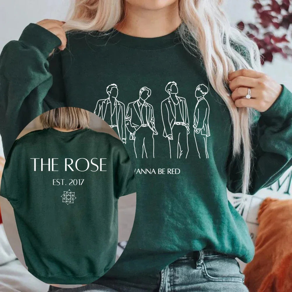 The Rose Kpop Sweatshirt Back To Me Hoodie Korean Group Pullover Women Long Sleeve Sweatshirts Graphic Hoodies Kpop Fans Gift