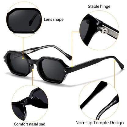 CATERSIDE Polygon Sunglasses Fashion Men Small Frame Gradient Lens Sun Glasses for Summer Beach Party Ideal Choice for Gifts