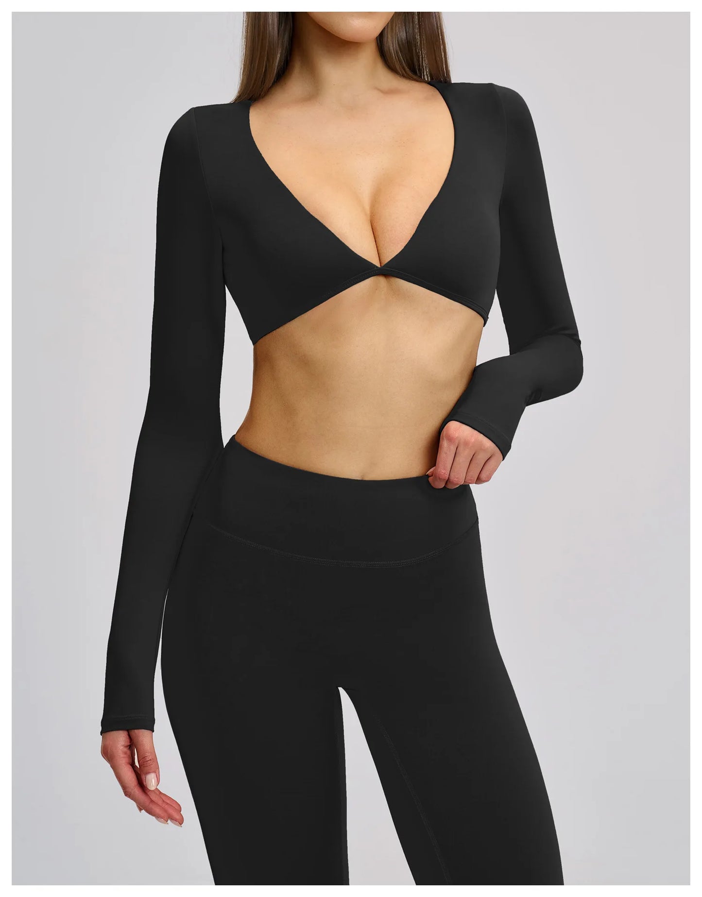 Sports Yoga Long Sleeve V T-shirt Sportswear Woman Gym Women's Female Clothing Slim Fit Sportswear Workout Clothes Fitness Wear