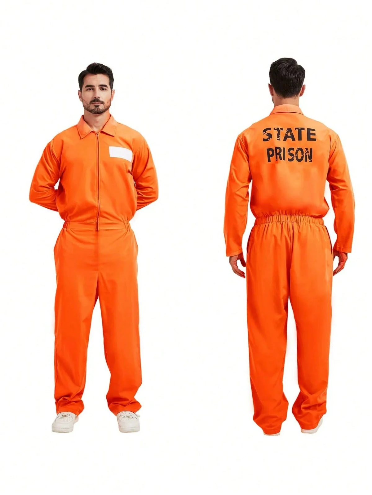 Halloween Costume Orange Prisoner Uniform Guard Set Adult Prisoner Costume Party Stage Cosplay Attire
