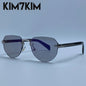 Square Rimless Punk Sunglasses Men Designer Vintage Polygon Metal Sun Glasses Male Fashion Eyewear Pilot Shades