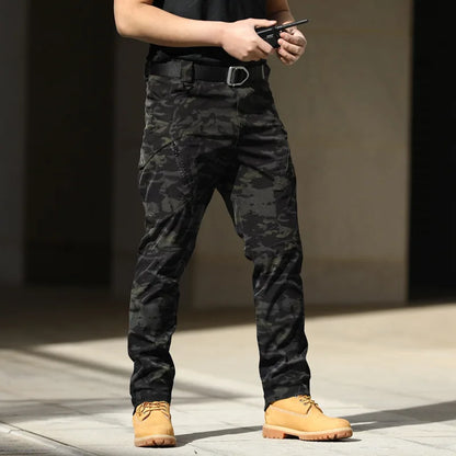 Men Outdoor Pants Multi Pockets Elastic Tactical Pant Waterproof Plus Size Casual Cargo Trousers Pockets Men Clothing