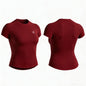 Women Bum Shaping Tee Seamless Short Sleeve Tops Gym Workout Running T-Shirts Fitness Activewear Athletic Shirts