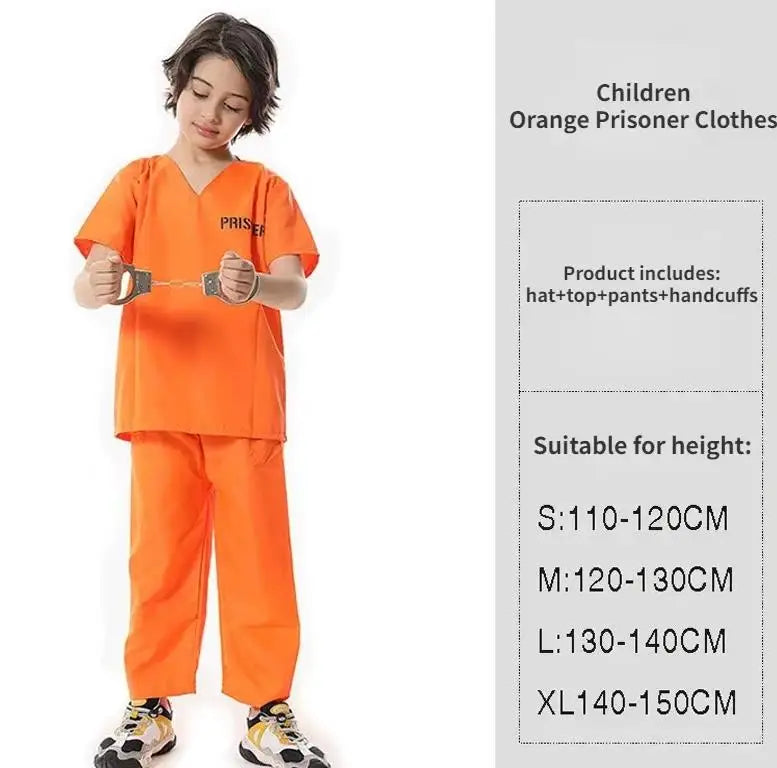 Adult Inmate Costume Orange Prisoner Jumpsuit Jailbird Outfit for Halloween Orange Prisoner Costume Men Jail Jumpsuit Costume