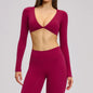 Sports Yoga Long Sleeve V T-shirt Sportswear Woman Gym Women's Female Clothing Slim Fit Sportswear Workout Clothes Fitness Wear