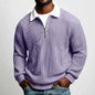 New Style Solid Color Waffle-Knit Long-Sleeve Sweatshirt for Men - Half-Zip Athletic Top (Spring & Autumn Collection)
