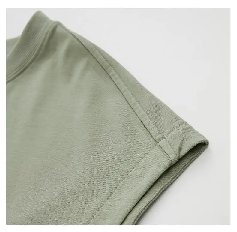270gsm Summer Tank TopSleeveless T shirt 100% Cotton Solid Color Men Oversized Causal O-neck Basic T-shirt High Quality