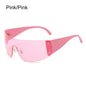 Rimless Punk Sunglasses Goggle Women Men Luxury Brand Wrap Around Sun Glasses Five Star Eyewear Sports One Piece Shades