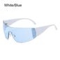 Rimless Punk Sunglasses Goggle Women Men Luxury Brand Wrap Around Sun Glasses Five Star Eyewear Sports One Piece Shades