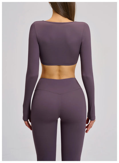 Sports Yoga Long Sleeve V T-shirt Sportswear Woman Gym Women's Female Clothing Slim Fit Sportswear Workout Clothes Fitness Wear