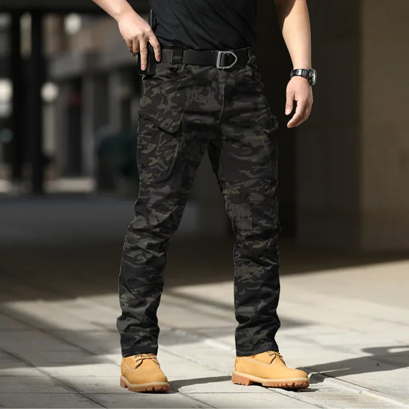 Men Outdoor Pants Multi Pockets Elastic Tactical Pant Waterproof Plus Size Casual Cargo Trousers Pockets Men Clothing