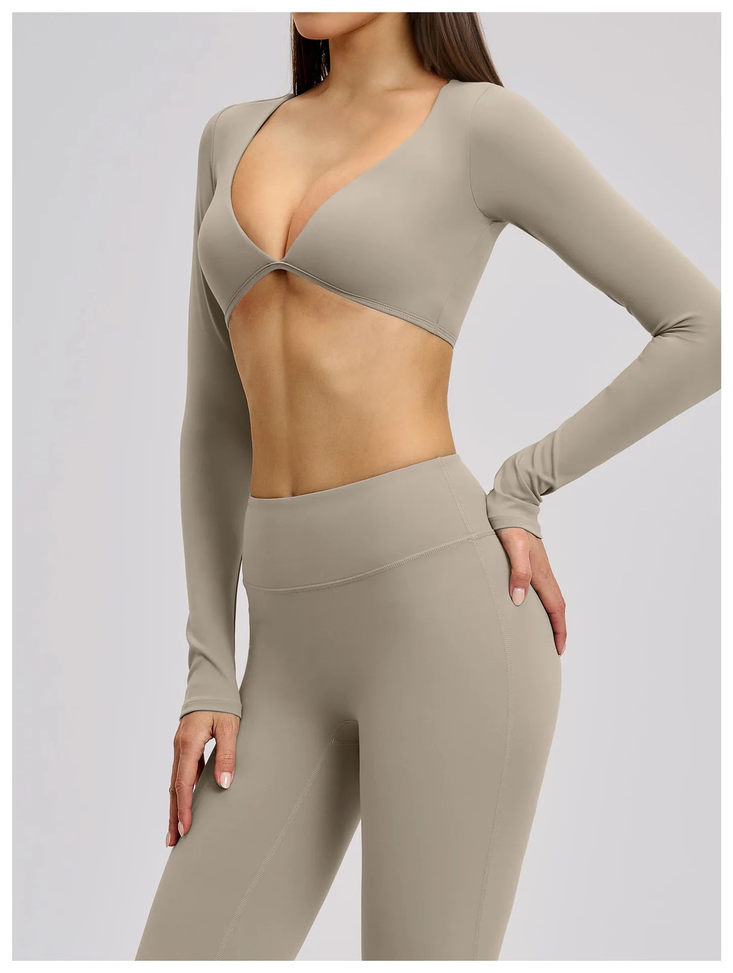 Sports Yoga Long Sleeve V T-shirt Sportswear Woman Gym Women's Female Clothing Slim Fit Sportswear Workout Clothes Fitness Wear