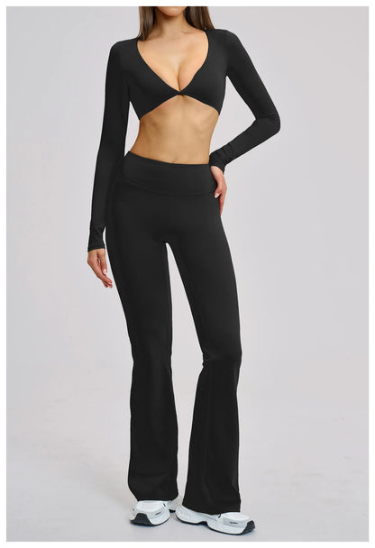 Sports Yoga Long Sleeve V T-shirt Sportswear Woman Gym Women's Female Clothing Slim Fit Sportswear Workout Clothes Fitness Wear