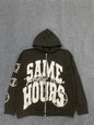 Quick Delivery Y2K Letter Sticker Printed Street Hip-Hop Style Heavyweight Hooded Sweatshirt Cardigan Design High Street Jacket