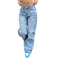 Women's Wide-leg Jeans High Waisted Straight Leg Denim Pants Retro Punk Slimming Floor-length Trousers for Streetwear