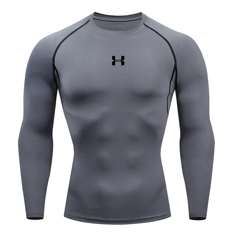 Men's Tight Fitting Long Sleeved Shirt, Quick Drying Muscle Fitting Sports Top, for Exercise Training, Fitness Running, Fit