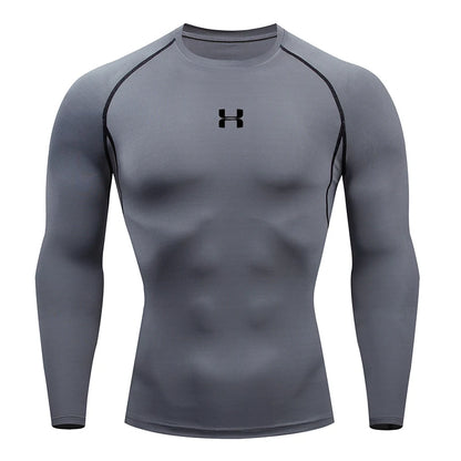 Men's Tight Fitting Long Sleeved Shirt, Quick Drying Muscle Fitting Sports Top, for Exercise Training, Fitness Running, Fit