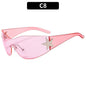 Rimless Punk Sunglasses Goggle Women Men Luxury Brand Wrap Around Sun Glasses Five Star Eyewear Sports One Piece Shades