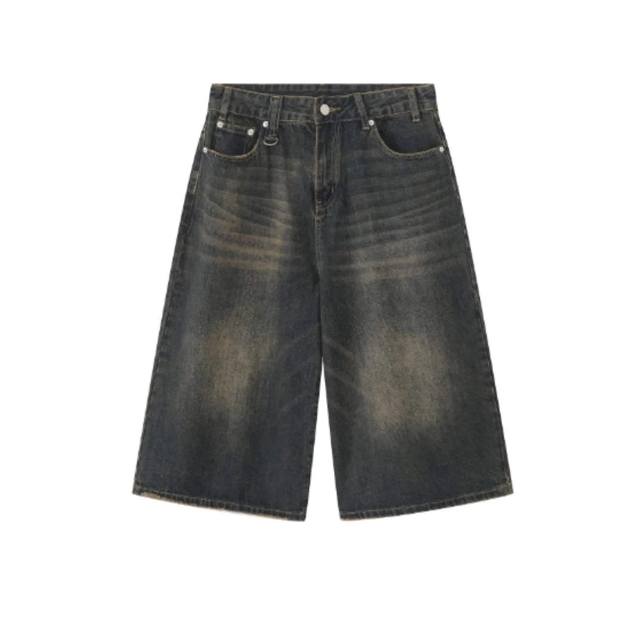 Men's Summer American High Street Retro Gradient Washed Denim Shorts Lazy Youth Trendy Ins New Versatile Casual Capri Pants