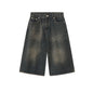 Men's Summer American High Street Retro Gradient Washed Denim Shorts Lazy Youth Trendy Ins New Versatile Casual Capri Pants