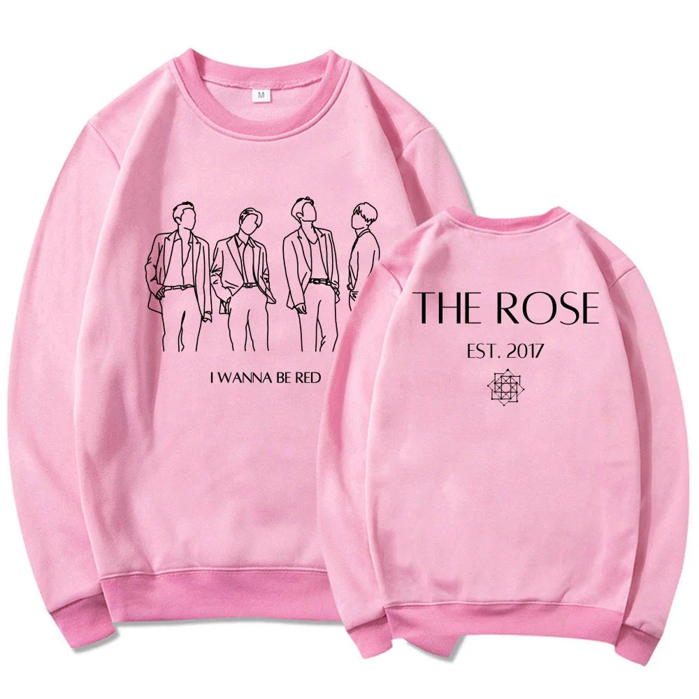 The Rose Kpop Sweatshirt Back To Me Hoodie Korean Group Pullover Women Long Sleeve Sweatshirts Graphic Hoodies Kpop Fans Gift