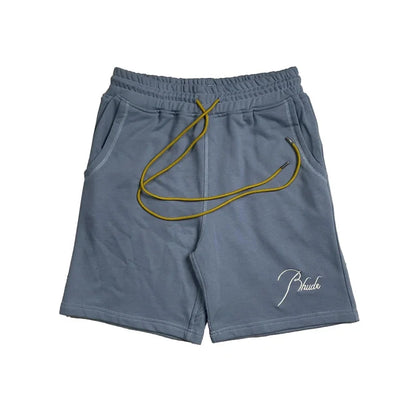 Latest Style RHUDE Men's  Casual Shorts Hip Hop Elastic Waist Drawstring Zip Pocket Summer Street Leisure Beach Shorts