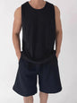 Men's White Ribbed Tank Top Summer Loose Fit Round Neck Gym Workout Sleeveless T-Shirt Sport Breathable Muscle Vest