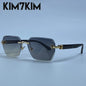 Square Rimless Photochromic Sunglasses Men Vintage Sun Glasses Luxury Designer Shades Male Cut Lenses Frameless Eyewear