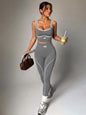 New Model Seamless Yoga Long Pants Set - Women's Fitness and Exercise Set - Yoga Top - High-Waisted Peach-Buttock Long Pant
