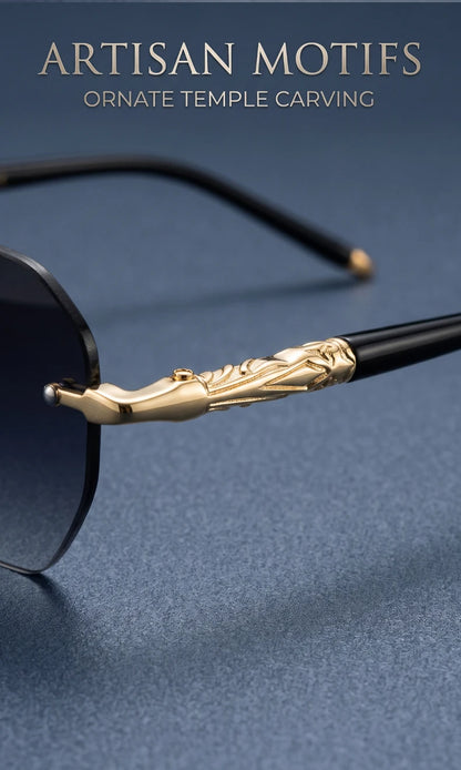Steampunk Rimless Square Sunglasses Men Luxury Designer Vintage Metal Polygon Outdoor Sun Glasses Male Frameless Shades