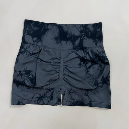 Profashion Gym Tie Dye Scrunch Shorts Fitness Seamless Butt Lifting Sports Leggings Stretch Activewear Workout Running Tights