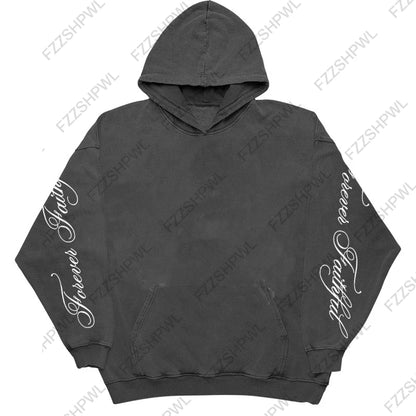 Subculture Fashion Y2K Hooded sweatshirt Harajuku Letter Print Gothic Oversized Pullover Punk Streetwear Goth Hoodie sweatshirt