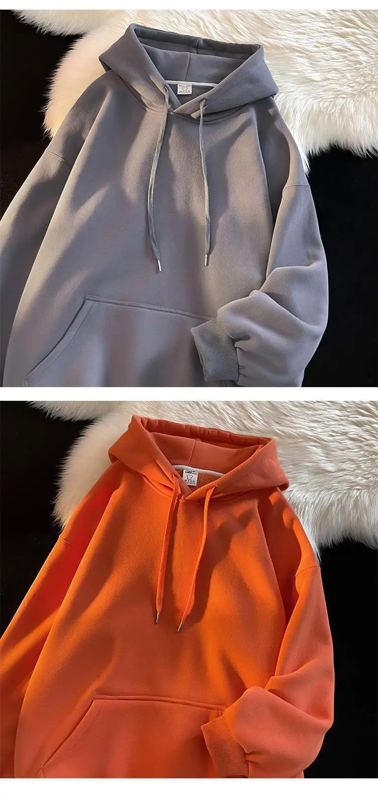 Oversize Hoodie Sweatshirt Pure Color Fleece Lined Couple Style High Quality Green Heavyweight Hooded Jacket for Men And Women