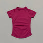 Histello Women Short Sleeve Sports T-Shirt Round Neck Breathable Stretchy Quick Dry Top Yoga Gym Running Fitness Activewear