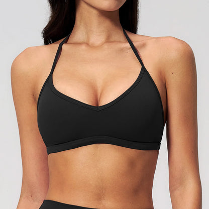 Sporty Woman Top New Brushed Yoga Wear For Women Halter Neck Bra Shockproof Quick-dry Summer Women Underwear Gym Clothes Woman