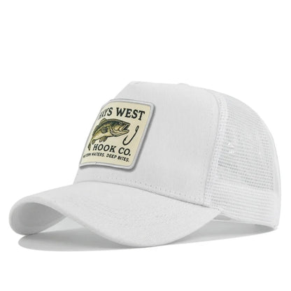 Man hat High Quality Fishing Cartoon Snapback Baseball Cap Hip Hop Dad Mesh Hat Trucker Hat Outdoor Sports Cycling Travel SunHat