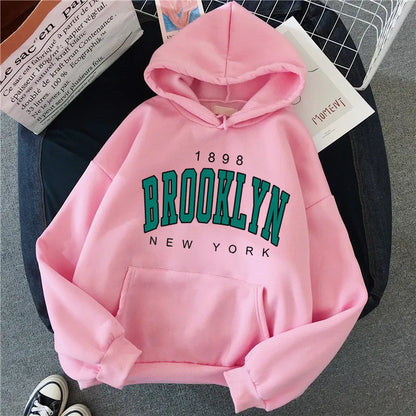 New Fleece Loose Women's Hoodie Brooklyn Printed Couple Hoodie