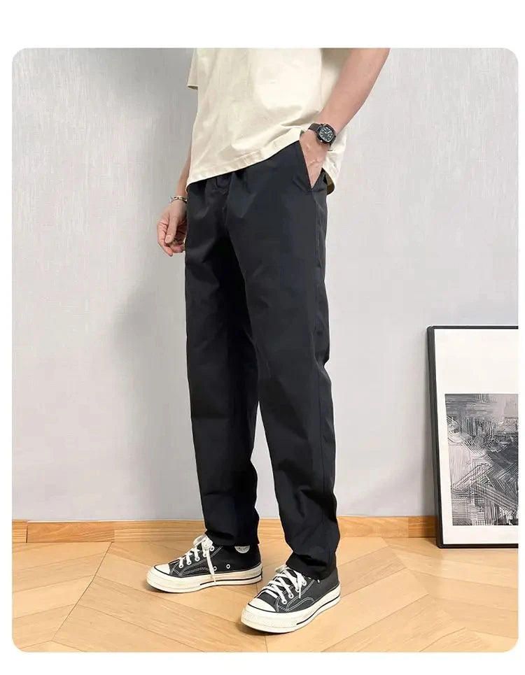 Summer Thin Cargo Pants Men Casual Tapered Trousers with Zipper Pockets Quick Dry Streetwear Pants for Outdoor Daily Wear S-3XL