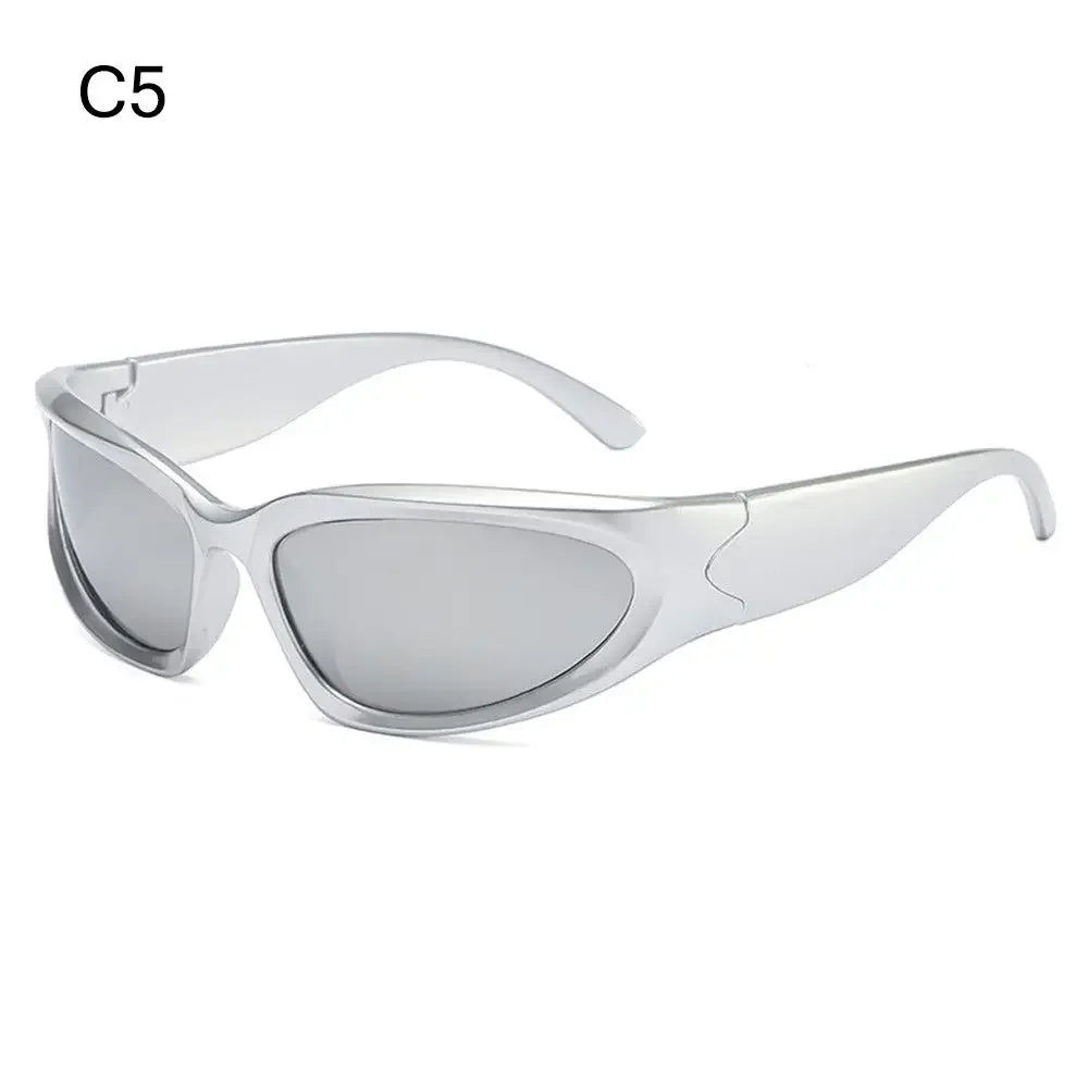 Rimless Punk Sunglasses Goggle Women Men Luxury Brand Wrap Around Sun Glasses Five Star Eyewear Sports One Piece Shades